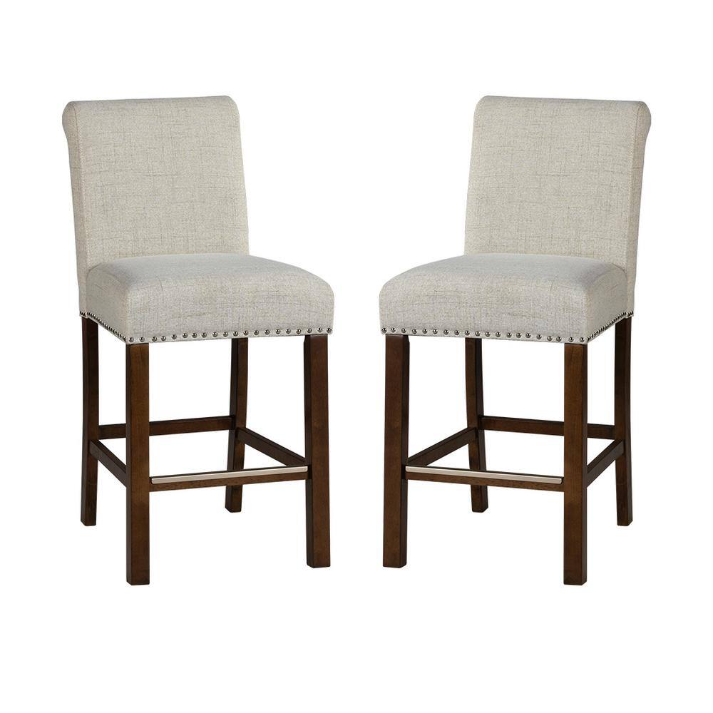 Wildon Home® Upholstered Counter Stool With Nailhead Trim Set Of 2