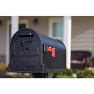 Arlington Textured Black, Large, Steel, Post Mount Mailbox