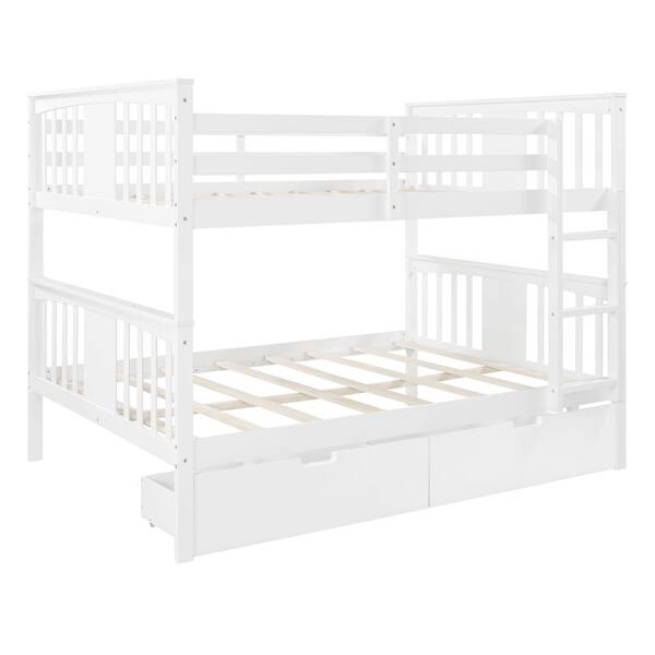 white timber bunk beds