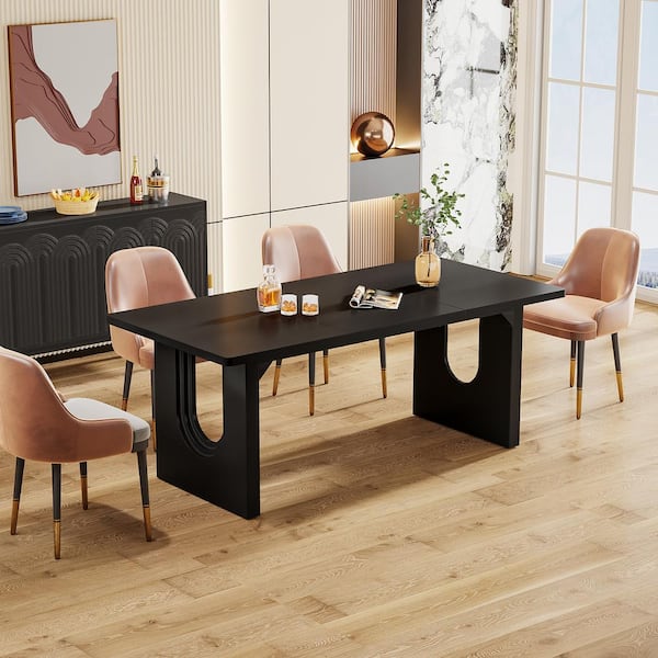 BYBLIGHT Lanita 70.9 in. Rectangular Black Engineered Wood