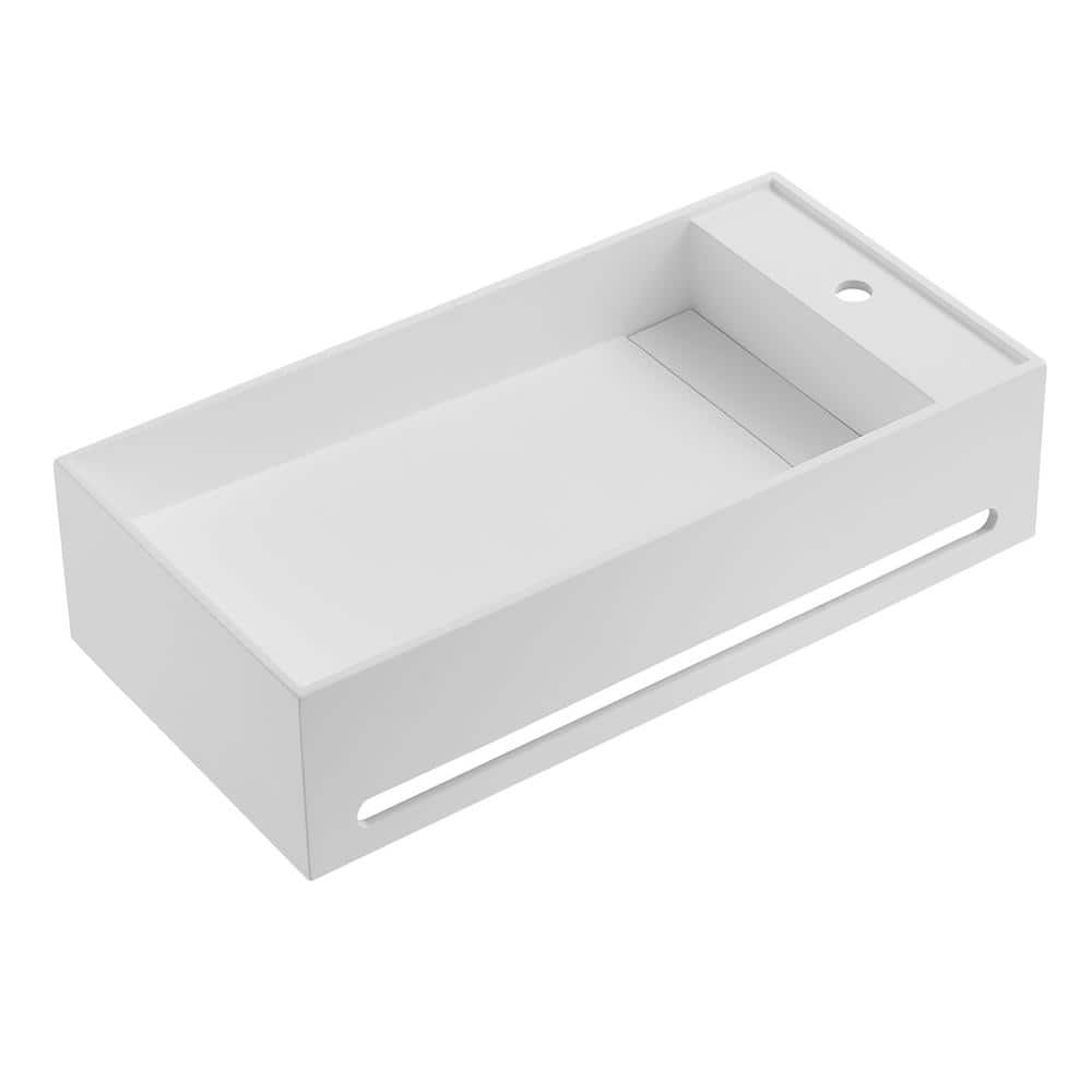 Serene Valley In Wall Mount Solid Surface Bathroom Sink With Built In Towel Bar In Matte