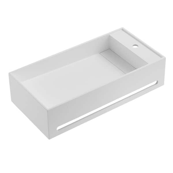 Serene Valley SVWS604-32WH 32 in. Wall-Mount Solid Surface Bathroom Sink with Built-in Towel Bar Sink Finish: White