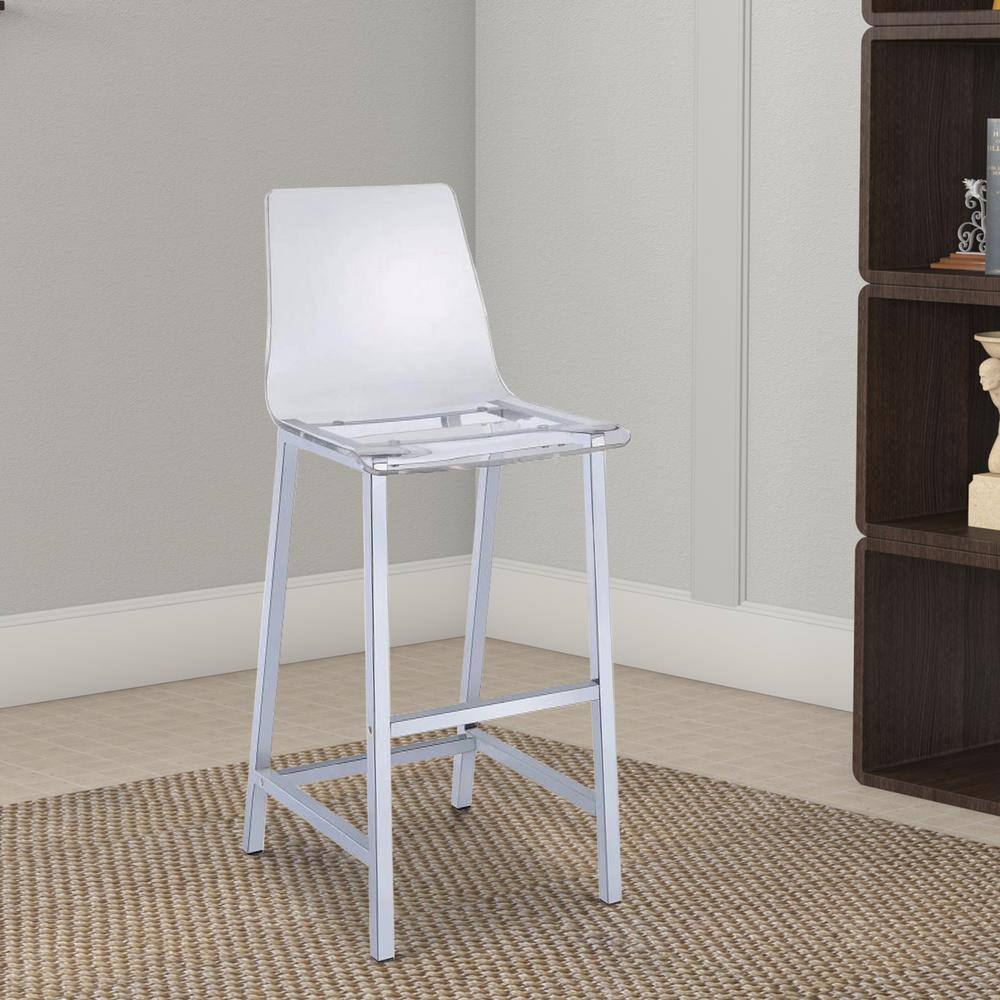 Elegant 30" Clear Acrylic and Chrome Bar Height Stool