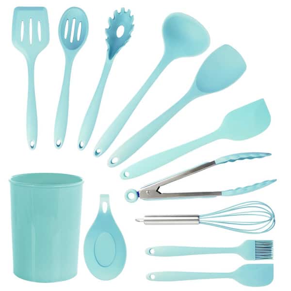 MegaChef Light Teal Silicone Cooking Utensils (Set of 12) 985114609M - The  Home Depot