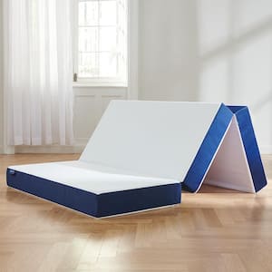 Twin Medium 3 in. Memory Foam Tri Folding Mattress, Removable and Washable Cover