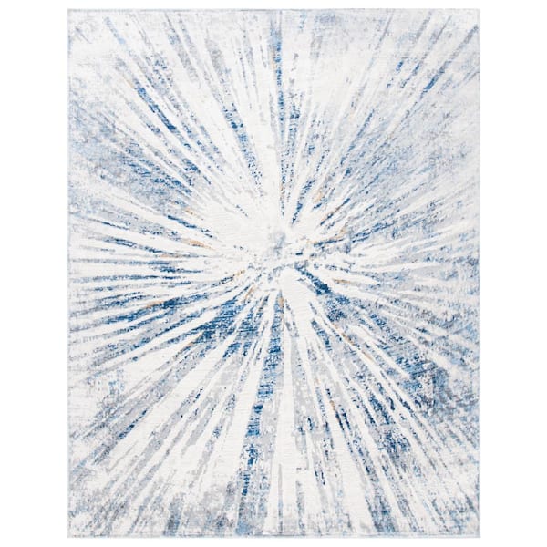 SAFAVIEH Amelia Gray/Blue 8 ft. x 10 ft. Distressed Abstract Area Rug