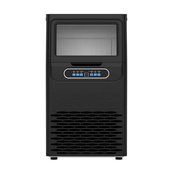 13.8 in.Black Spray Drench Commercial Ice Maker 110lbs./24H Freestanding ,Full Size Cubes,whit 30lbs Storage