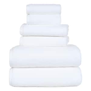 6-Piece Solid White 100% Cotton Bath Towel Set