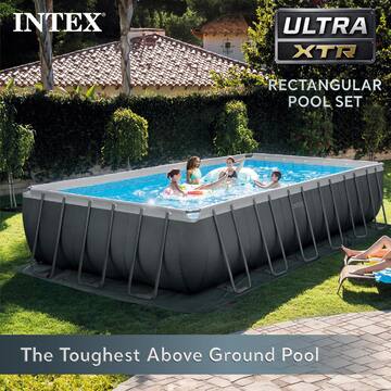 Intex Ultra XTR 24 ft. x 12 ft. Rectangular 52 in. Deep Hard Sided Above Ground Pool Set with Pump 26363EHD