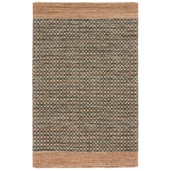 Martha Stewart Denali 5 ft. x 8 ft. Natural/Green Checkered Tile Area Rug