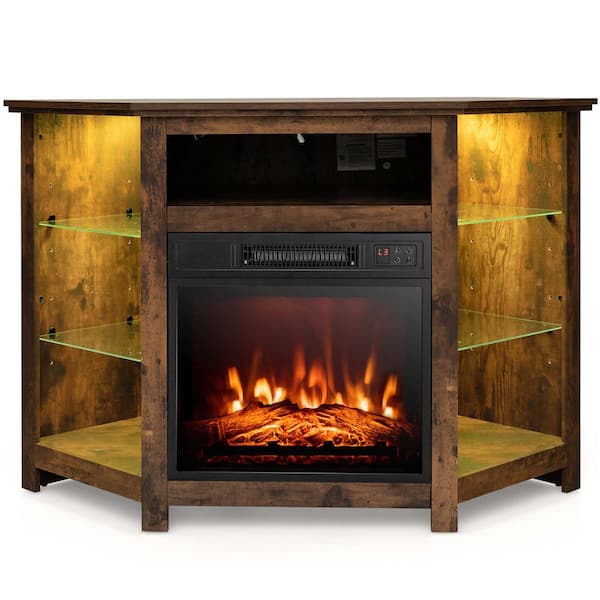 Brown corner deals fireplace tv stand