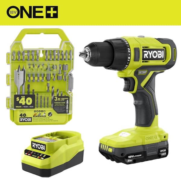 ONE+ 18V Cordless 1/2 in. Drill/Driver Kit with 1.5 Ah Battery, Charger, and Drill and Impact Drive Kit (40-Piece)