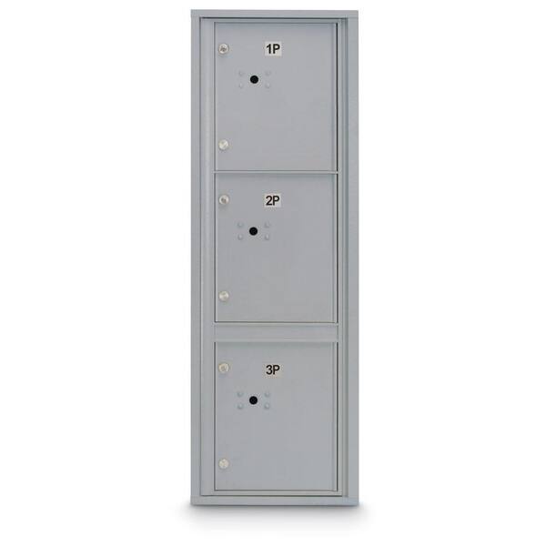 Postal Products Unlimited 3-Parcel Door Locker 4C Front Loading Mailbox (Silver)