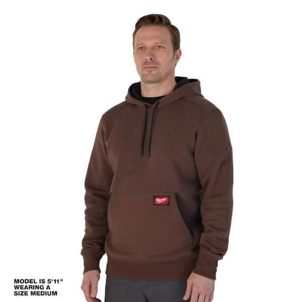 Milwaukee Men's Large Brown Midweight Cotton/Polyester Long-Sleeve Pullover Hoodie