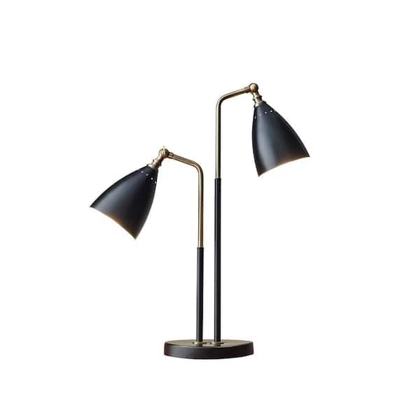 Adesso Chelsea 32 in. Black and Brass Table Lamp