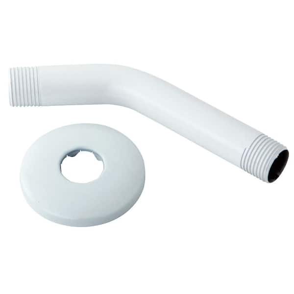 Westbrass 6 in. Shower Arm with Flange in Powder Coat White