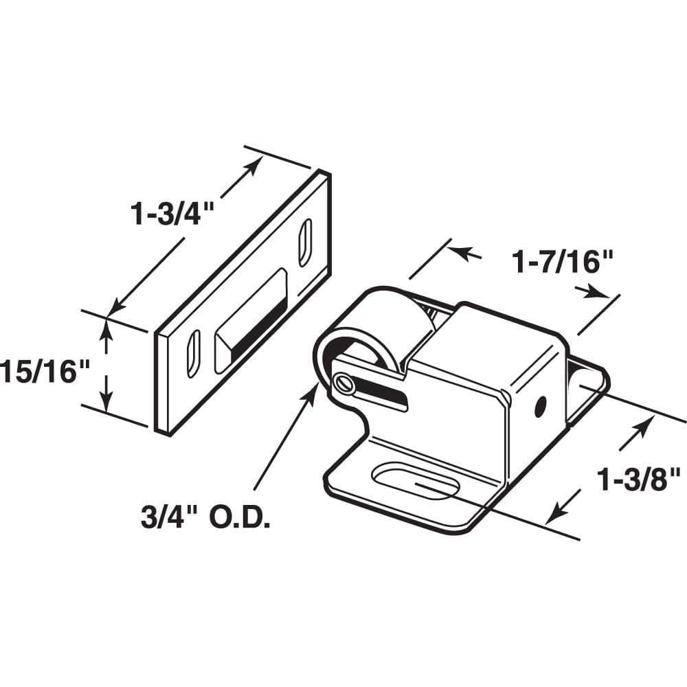 Brass Plated Steel Closet Door Roller Catch