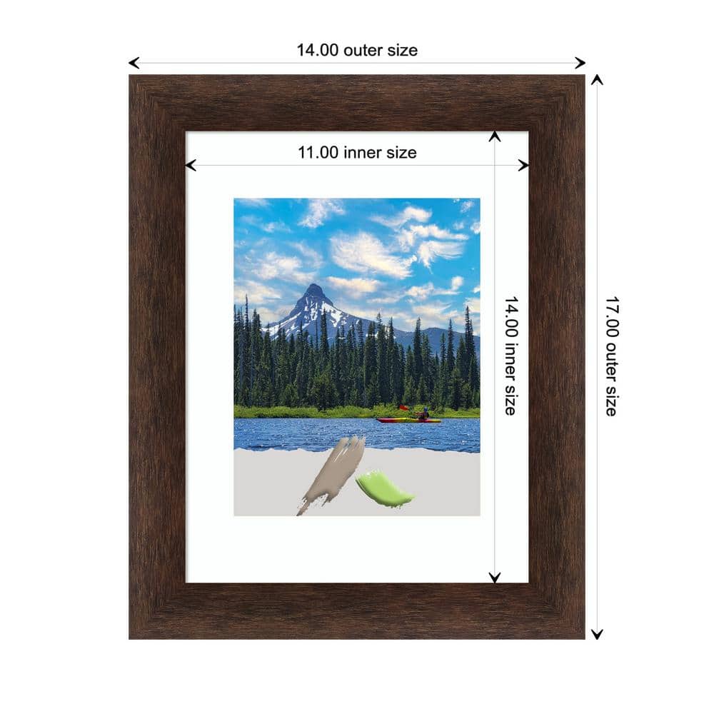 Warm Walnut Narrow Wood Picture Frame with White Mat