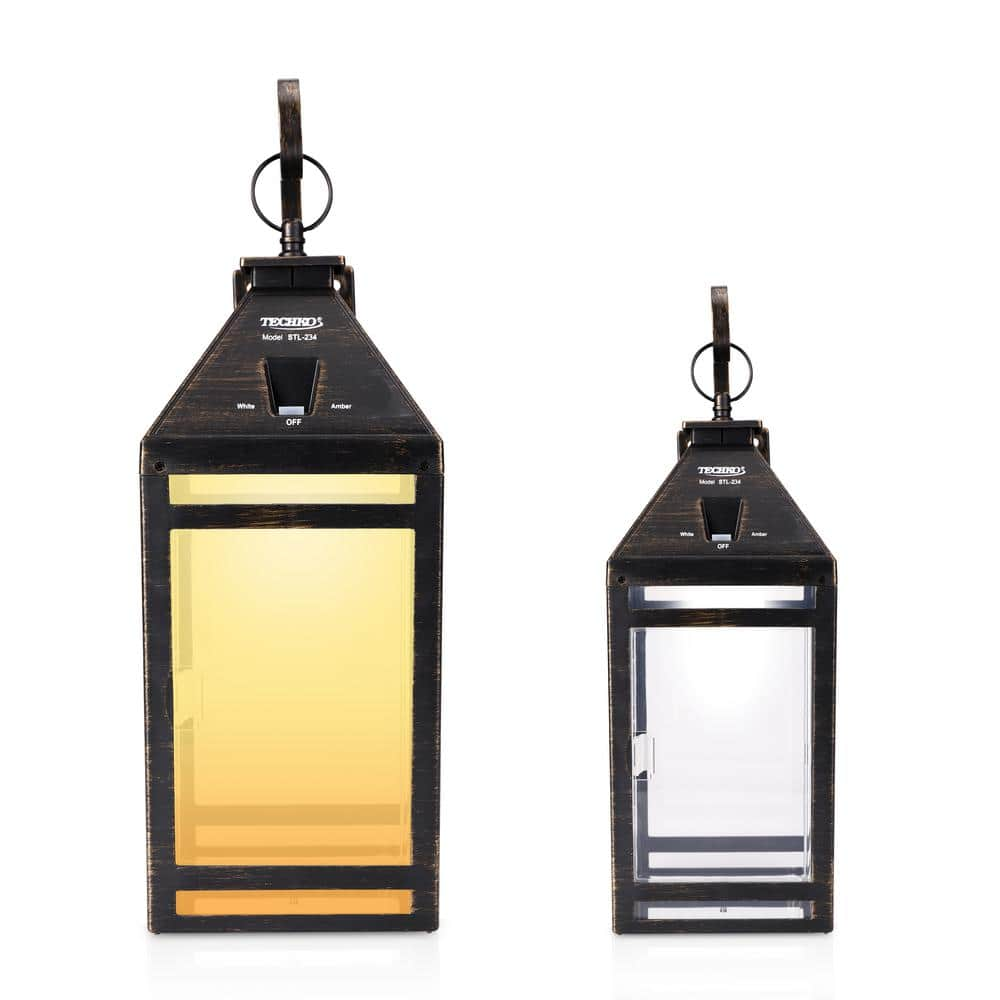 Solar Portable Hanging Outdoor Lantern with Hanger Black - Techko Maid