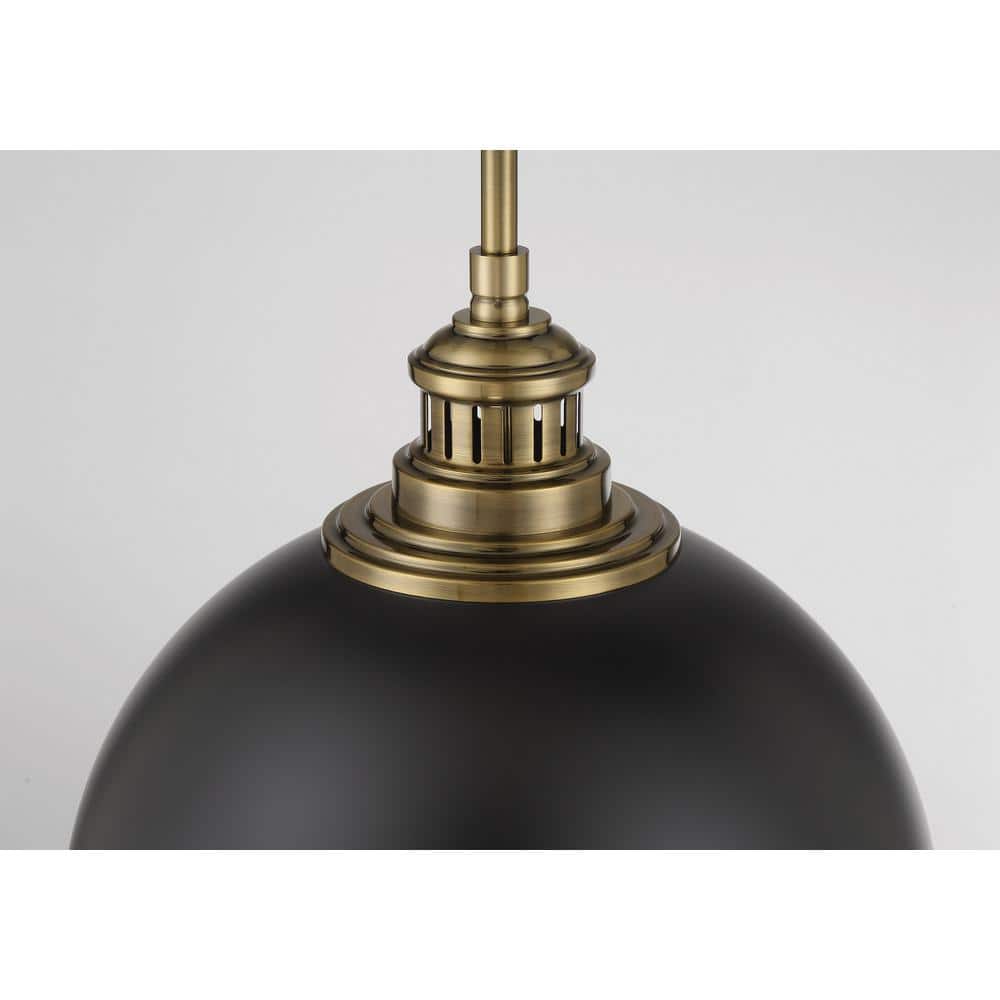 Coal and Oxidized Aged Brass Glass Orb Pendant Light
