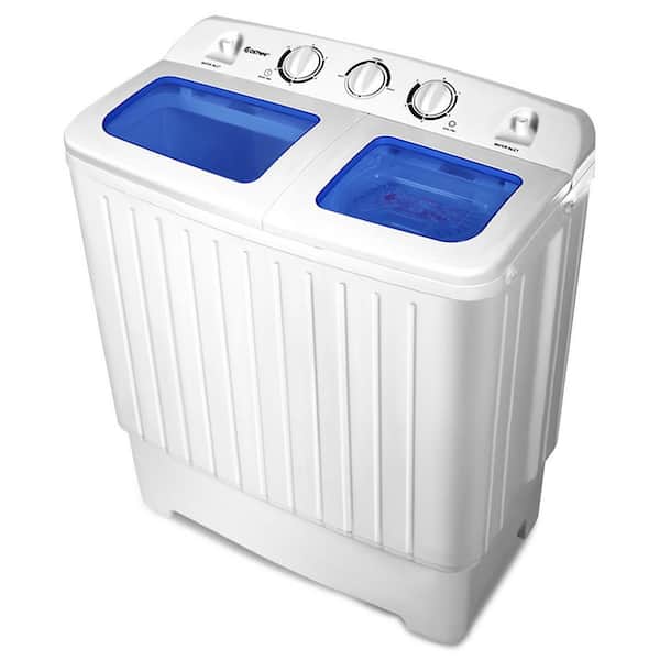 Costway 14 in. 1.6 cu. ft. Portable Top Load Washing Machine Mini Compact Washer Dryer in White