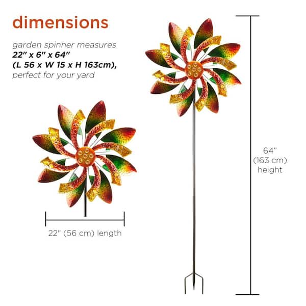 Alpine Corporation 64 in. Tall Floral Windmill Stake with Jeweled