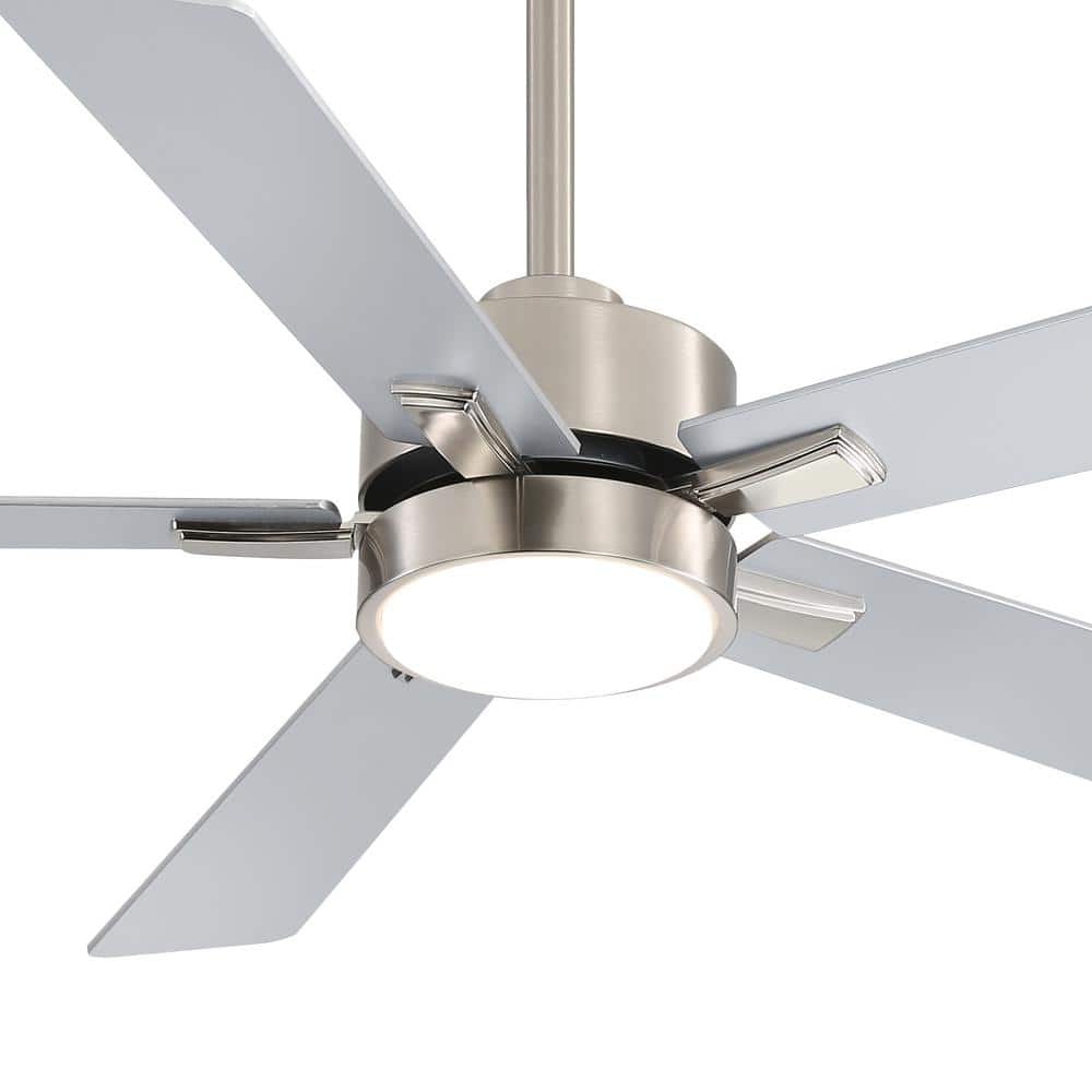 Satin Nickel 52-Inch Ceiling Fan with LED Light and Remote