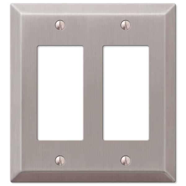 Metallic 2 Gang Rocker Steel Wall Plate - Brushed Nickel