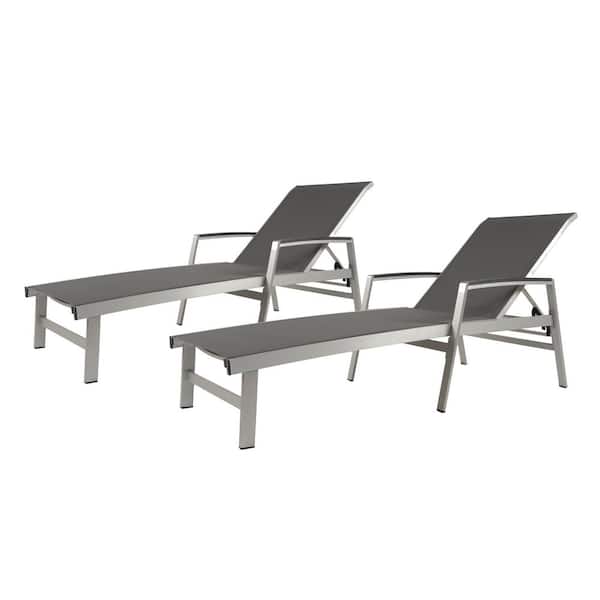 Jeremy Gray 2-Piece Metal Outdoor Patio Chaise Lounge