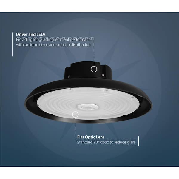 NICOR HBC4 14.2 in. 1000-Watt Equivalent Integrated LED Black High Bay Light 4000K