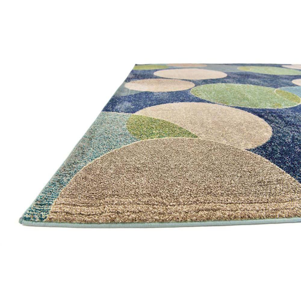 Navy Blue Rectangular Abstract Stain-Resistant Synthetic Rug