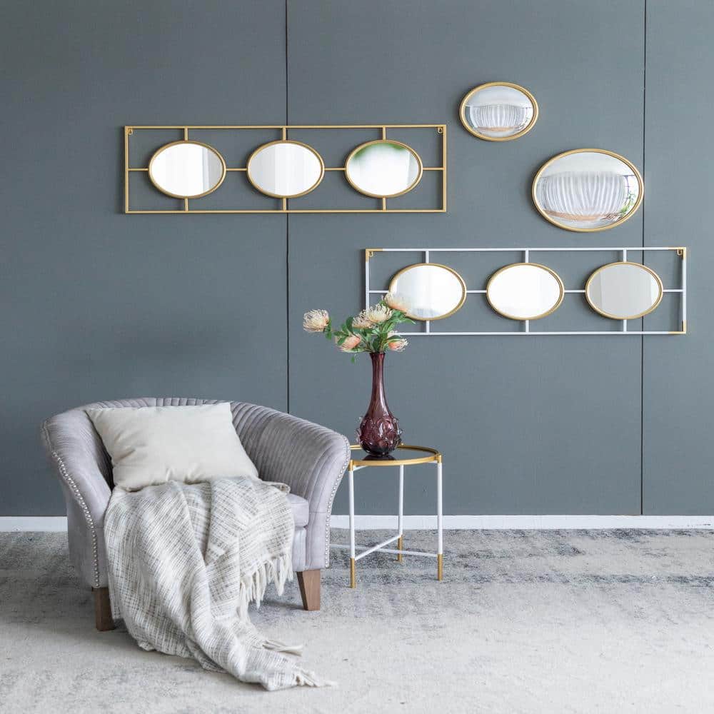 43.3 in. W x 15.7 in. H Contemporary Rectangle Metal Frame Gold Mirror, for