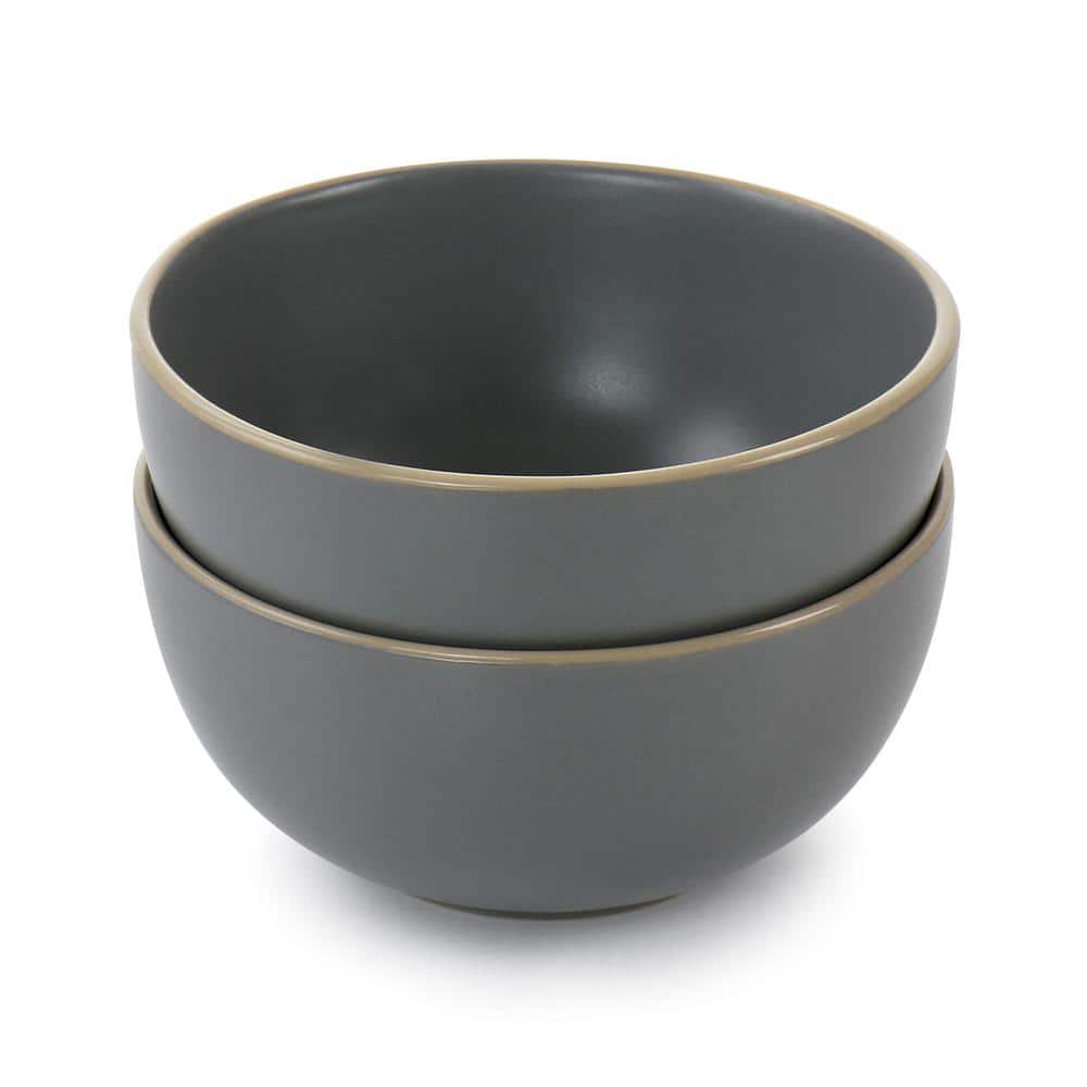 Gray Matte Ceramic Microwave Safe Cereal Bowl
