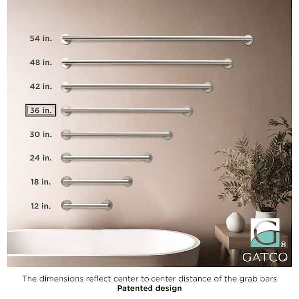 Gatco Glam, 36 in. Grab Bar in Satin Nickel 976 - The Home Depot