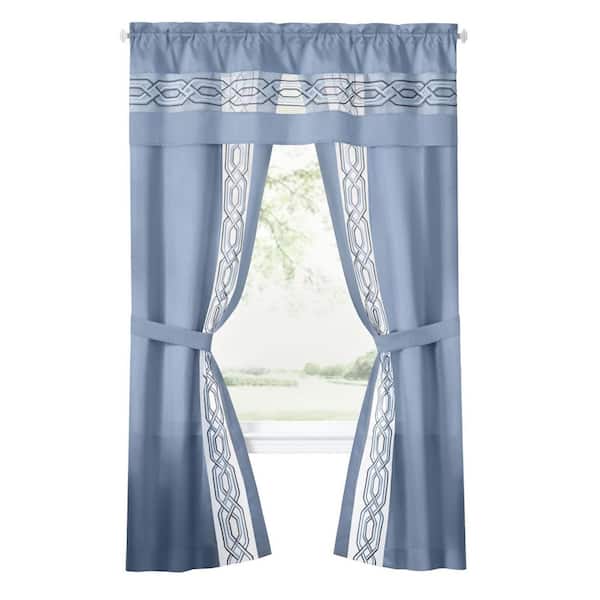 ACHIM Paige 5-piece Blue Polyester 55 in. W x 84 in. L Light Filtering Curtain Set (Double Panel)