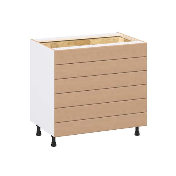 Lakewood Sugar Cookie Shaker Assembled Base Kitchen Cabinet with 6 Drawers (36 in. W x 34.5 in. H x 24 in. D)