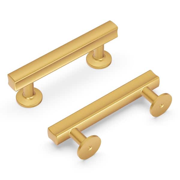 HICKORY HARDWARE Woodward Collection 3 in. (76 mm) Center-to-Center Brushed Golden Brass Finish Cabinet Pull (10-Pack)
