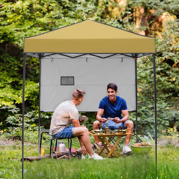 COOS BAY 6 ft. x 4 ft. Beige Instant Canopy Pop Up Tent with Adjustable Sun Wall, Mesh Pocket, Carry Bag