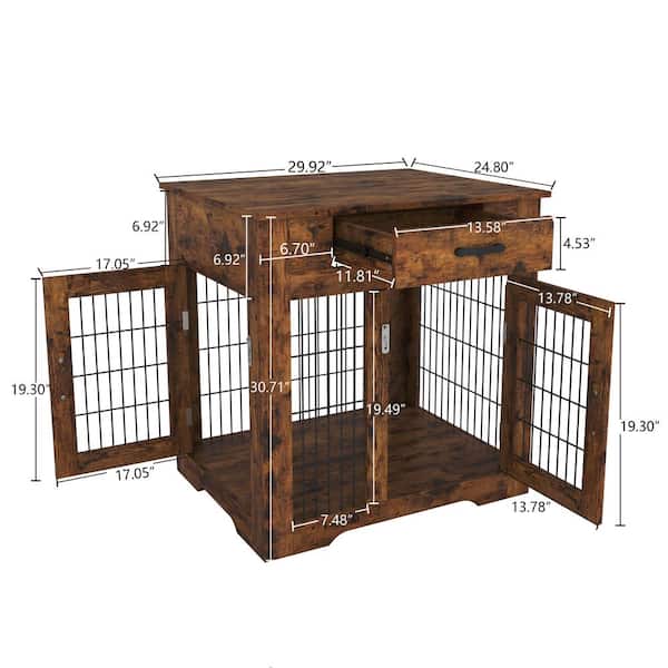 Unbranded H-W116241645 Furniture Style Dog Crate End Table with Drawer - 2