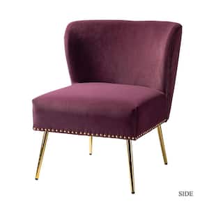 Basilio Purple Accent Wingback Chair with Nailhead Trim