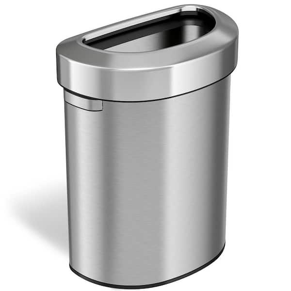 iTouchless 18 Gal. / 68 Liter Stainless Steel Semi-Round Open Top Household Metal Trash Can