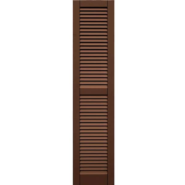 Winworks Wood Composite 15 in. x 67 in. Louvered Shutters Pair #635 Federal Brown