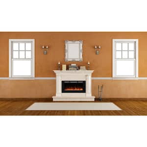 Black 43 in. 400 Sq. Ft. Recessed and Wall Mounted Electric Fireplace with Remote Control and Multi-Color Flame