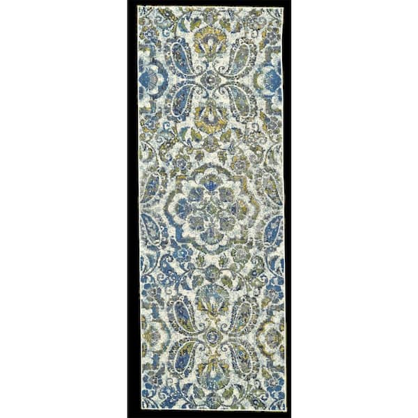 Weave & Wander Omari Azure 3 ft. x 9 ft. Abstract Runner Rug
