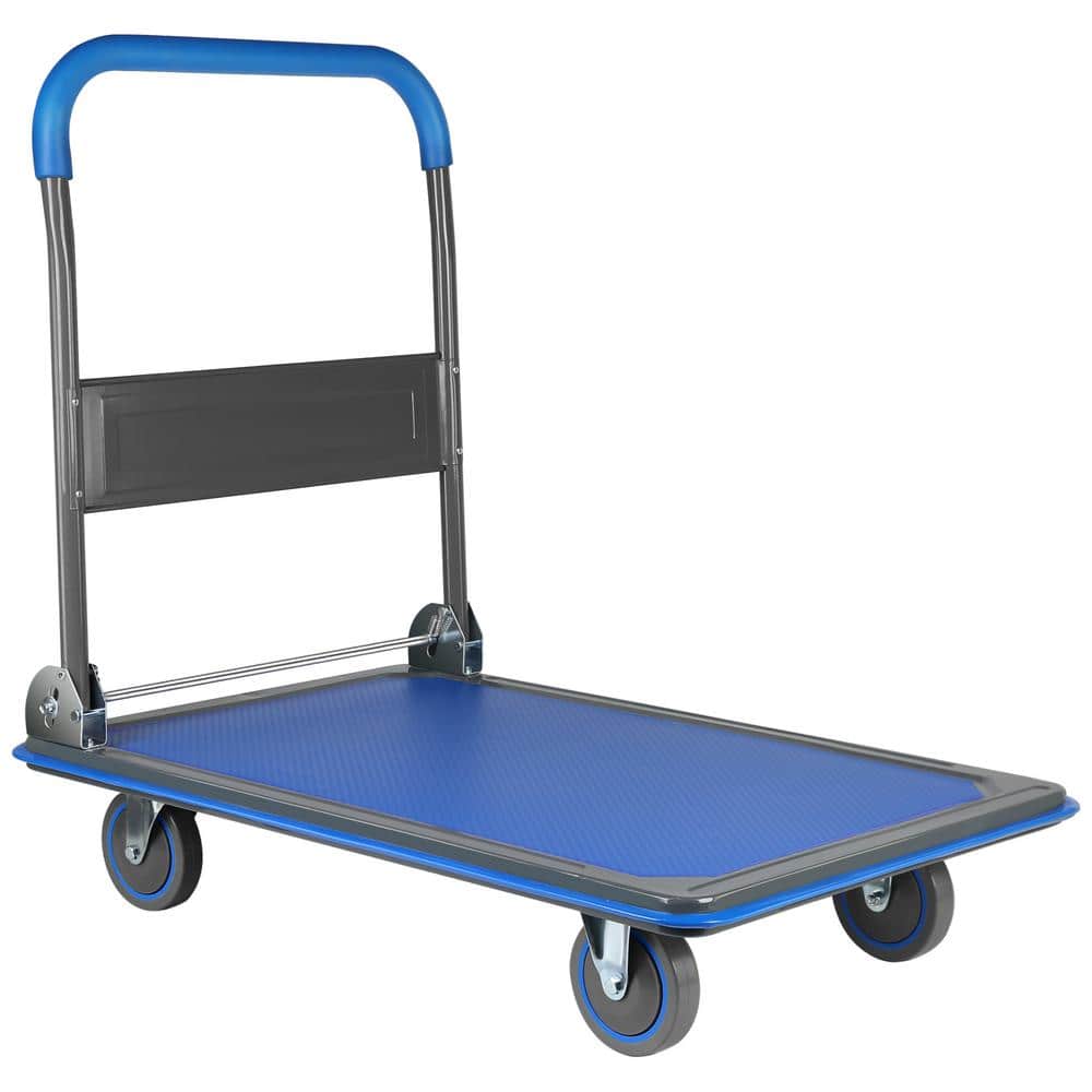 660 lbs. Capacity Blue Moving Platform Foldable Push Cart with Wheels, Spac