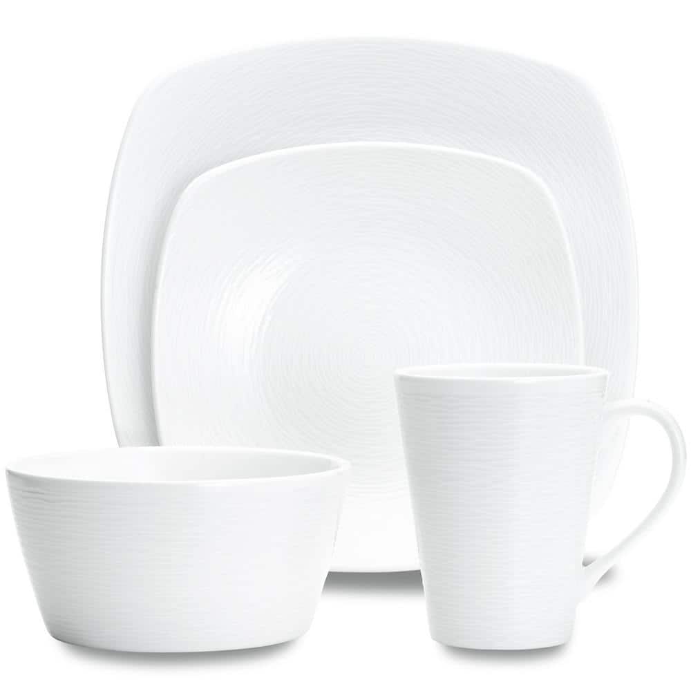Noritake Colorscapes WhiteonWhite Swirl Porcelain 4Piece Square