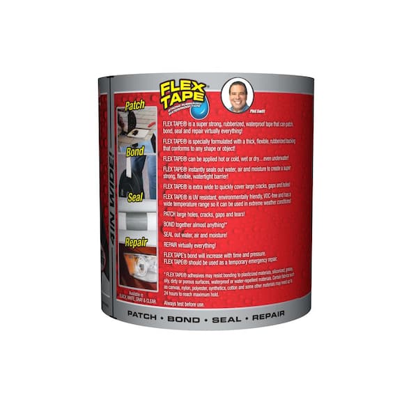 FLEX SEAL FAMILY OF PRODUCTS Flex Tape Gray 12 in. x 10 ft. Strong  Rubberized Waterproof Tape (4-Piece) TFSGRYR1210-CS - The Home Depot