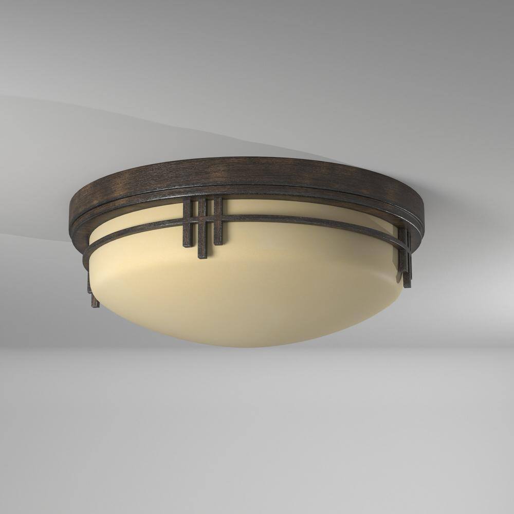 Mission Ridge Warm Mahogany 13" Glass Bowl Flush Mount Light