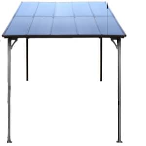 10 ft. x 14 ft. Gray Outdoor Pergola Gazebo, Wall-Mounted Lean to Metal Awning Gazebo with Roof