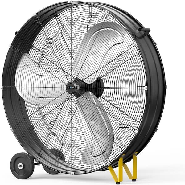 36 in. Industrial Drum Fan in Black, 18600 CFM High Velocity 2 Speed 3/5 HP Heavy Duty Metal Air Circulator